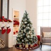 LuxenHome 6Ft Pre-Lit Flocked Artificial Pine Christmas Tree with Pinecone Decoration and Stand Green - 2 of 4