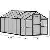 8x12 Ft Greenhouse, Polycarbonate Greenhouse with Adjustable Roof Vent for Outdoors, Aluminum Large Walk-in Greenhouse for Outside Garden, Backyard - 2 of 4