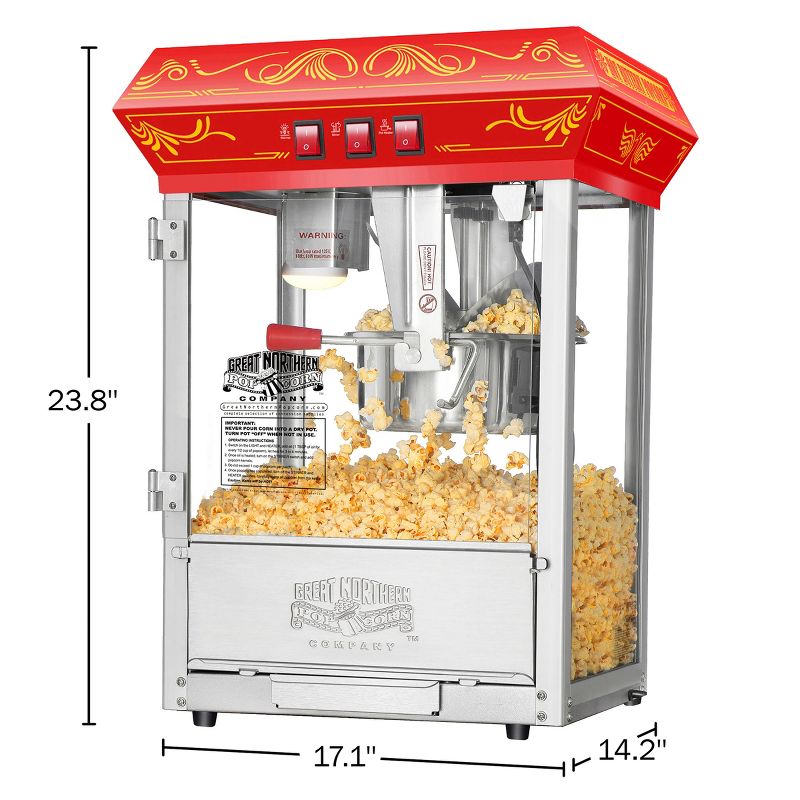 Great Northern Popcorn 8 oz. Vintage Good Time Popcorn Popper Machine – Red, 4 of 6