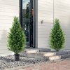 VEVOR Artificial Cedar Topiary Tree, 36 inch Tall (2 Pieces), with Extra Leaves & Pot Faux Evergreen Fake Pine Cypress Trees Plant, Green - 2 of 4
