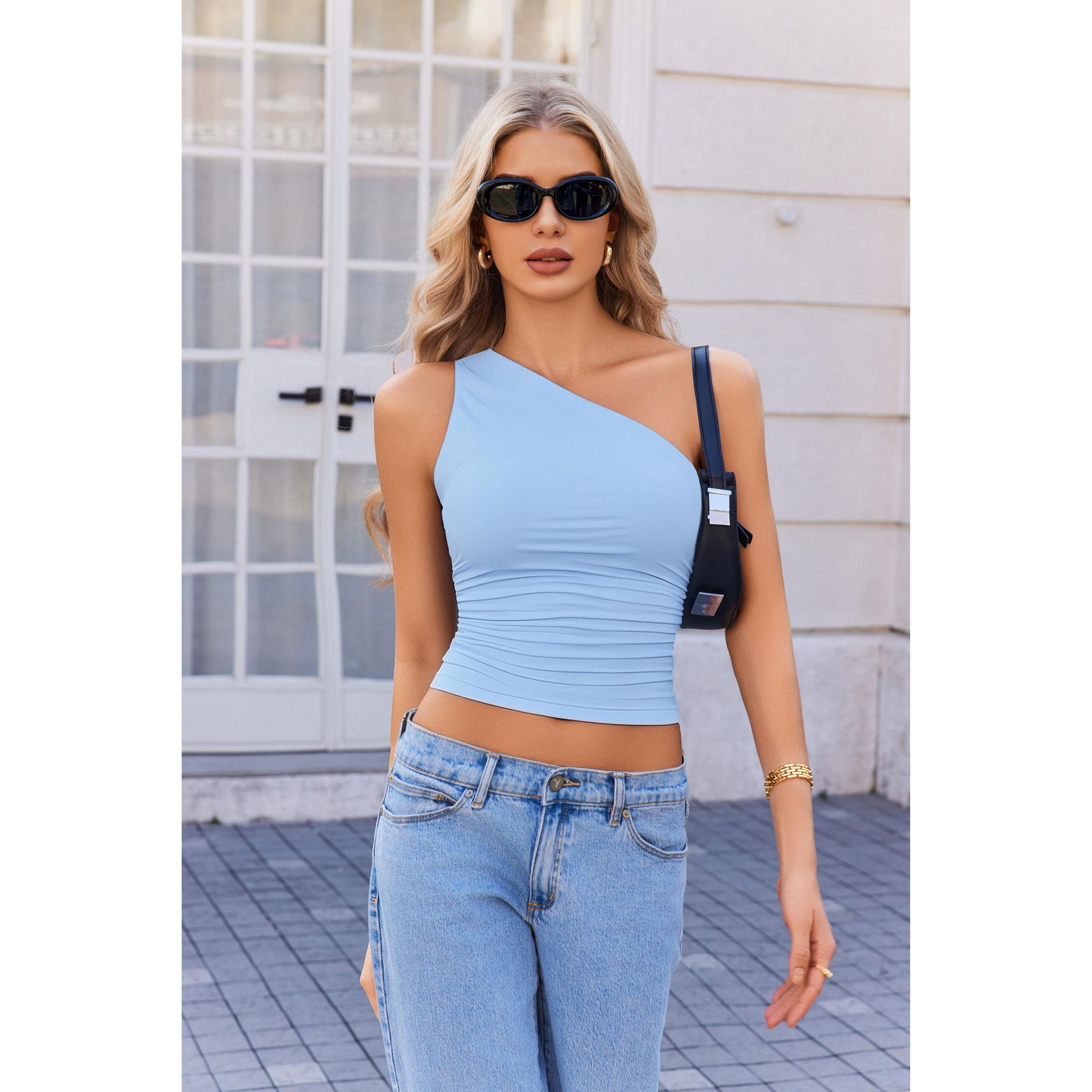 Avidlove Womens One Shoulder Top Summer Going Out Crop Tank Tops Y2K Tops Fashion Cami Outfit Cute Tops
