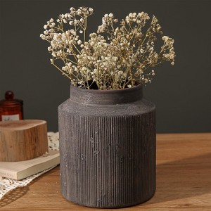 Aoibox Rustic Ceramic Vase for Home Decor, Farmhouse Terracotta Vase with Vintage Ribbed Design, Perfect for Dining Table and Shelf Decor - 1 of 4