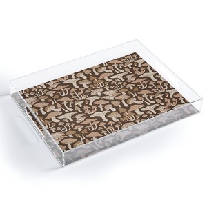 Avenie Mushrooms In Neutral Brown Acrylic Tray -Deny Designs - 1 of 4