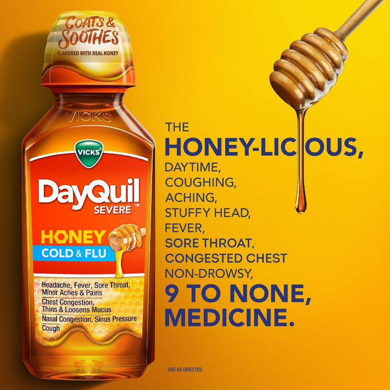 Vicks DayQuil Severe Cold &#38; Flu Medicine Liquid - Honey - 12 fl oz, 5 of 13