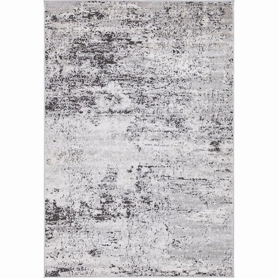 Leipzig Gray Abstract 4' x 6' Stain-Resistant Area Rug