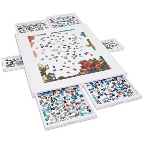 JUMBL Jumbl 1500-Piece Puzzle Board Rack With Mat, 27” X 35