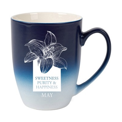 Elanze Designs Sweetness Purity And Happiness Two Toned Ombre Matte Navy Blue and White 12 ounce Ceramic Stoneware Coffee Cup Mug