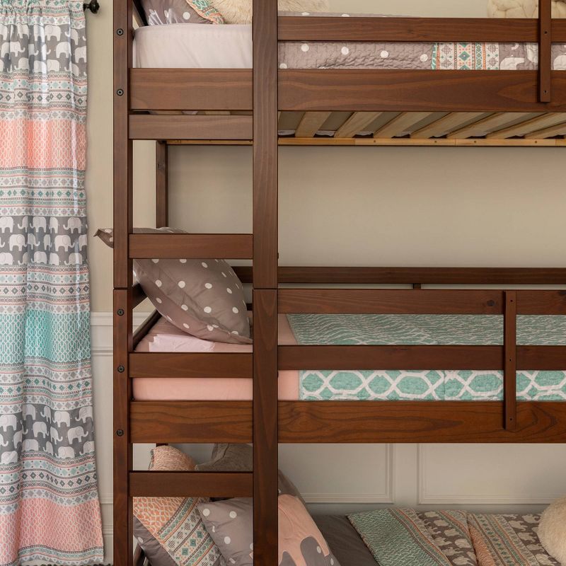 Twin Indy Solid Wood Kids&#39; Triple Bunk Bed Walnut - Saracina Home, 6 of 10