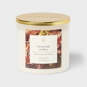 3-Wick 7mm Lidded Glass Jar Candle Green Oak and Moss White 19oz - Threshold™ - 1 of 3