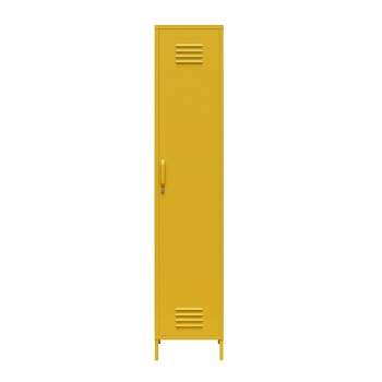 RealRooms Shadwick 1 Door Tall Single Metal Locker Style Storage Cabinet, Mustard Yellow