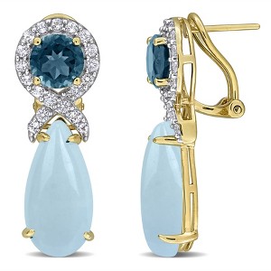 EVERLY JEWELRY | Yellow Plated Sterling Silver 35 1/3 CT TGW Aquamarine London Blue Topaz  White Topaz Earrings - 1 of 4