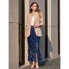 Women's Summer Boho Skirt: High Waisted Long Maxi Skirt with Elegant Hollow Out and Fringe Hem Navy Blue - 3 of 4