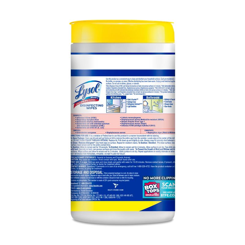Lysol Lemon and Lime Blossom Disinfecting Wipes- 80ct, 2 of 9