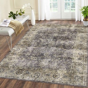 Boho Vintage Floral Printed Area Rug Machine Washable Foldable Ultra Thin Non Slip Stain Resistant Pet Friendly Carpet For Home Decor - 1 of 4