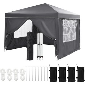10x10 Pop Up Canopy with 4 Sidewalls, Outdoor Portable Instant Canopy Waterproof Tent, Versatile Gazebo for Camping, Outdoor Parties, Backyard - 1 of 4