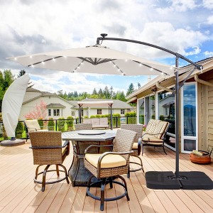 Sonkuki 10 Ft Patio Offset LED Umbrella Outdoor Hanging Umbrellas w/Solar Lights - 1 of 4