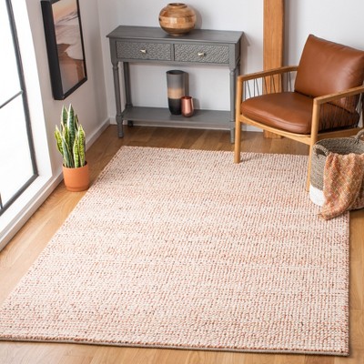 Ivory and Rust Handwoven Wool Square Rug