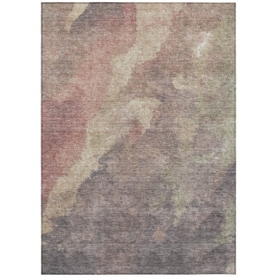 Copper And Taupe Abstract Washable Indoor Outdoor Area Rug