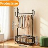 GustoWave Metal Rolling Clothes Rack with Storage Basket, Free Standing Bedroom Clothing Garment Rack with 360° Lockable Wheels - 2 of 4