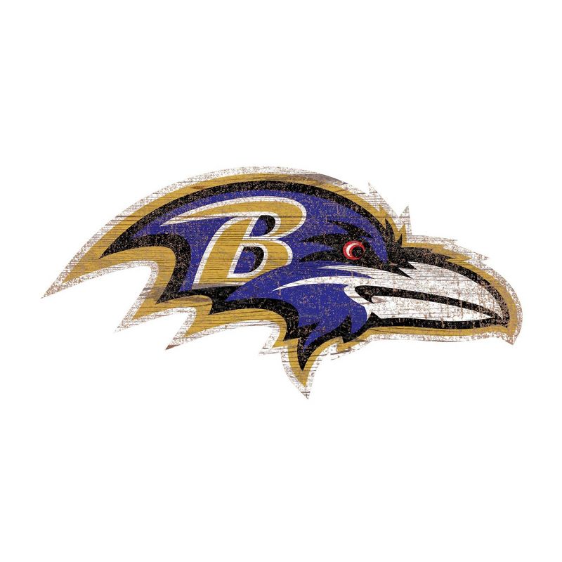 NFL Baltimore Ravens Distressed Logo Cutout Sign, 1 of 2