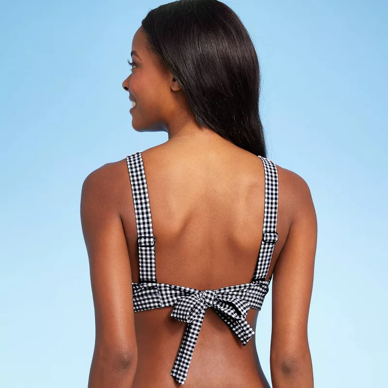 Womens Gingham Textured Bralette Bikini Top - Kona Palestine