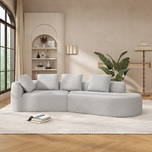 Christopher Knight Home 116" Modern Curved Sectional Sofa with High-Density Sponge and 4 Pillows - 1 of 4