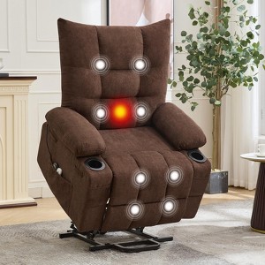 Power Lift Recliner Chair for Elderly with Massage and Heat, Oversized Swivel Rocker Recliner with Soft Padded Upholstery, Side Pocket & Cup Holders - 1 of 4