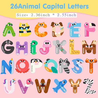 Large Size Magnetic Letters Cute Animal 26 Alphabet ABC Fridge Magnets Colorful Uppercase Animals Toys Education Spelling Learning Games for Toddlers