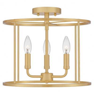 Quoizel Lighting Abner 3 - Light Semi-Flush Mount in  Aged Brass