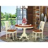 HomeStock 3-Piece Round Buttermilk and Cherry Finish Solid Wood Top Dining Table with 2 Chairs - 2 of 4