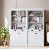 71" Tall 5-Tier Bookshelf w/ Drawer & Doors, Adjustable Shelves, Wood Bookcase Storage Cabinet for Home Office, Living Room, White - 4 of 4