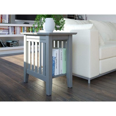 Mission Gray Solid Wood Rectangular Side Table