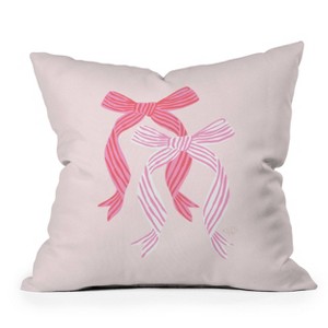 Deny Designs KrissyMast Striped Bows in Pinks Indoor Throw Pillow - 1 of 4
