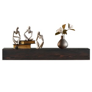 70" Rustic Wood Fireplace Mantel, Wall-Mounted Floating Shelf for Home Decor, Espresso - 1 of 4