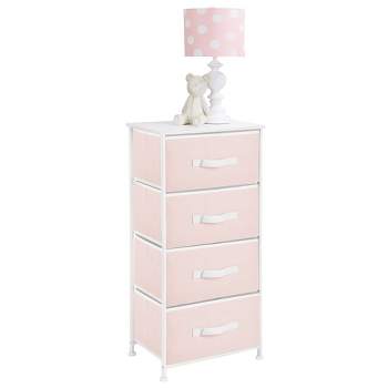 mDesign Tall Dresser Storage Tower Stand with 4 Fabric Drawers