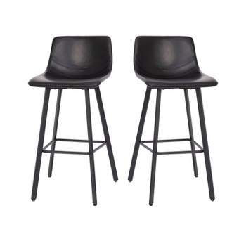 Flash Furniture Caleb Modern Armless 30 Inch Bar Height Commercial Grade Barstools with Footrests and Matte Iron Frames, Set of 2