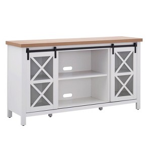 58" White and Golden Oak TV Stand - Henn&Hart - 1 of 4