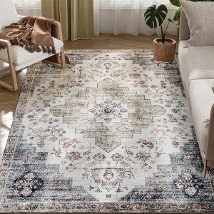HOMCOM Area Rug, Vintage Machine Washable Rug, Non-Slip Floor Carpet for Living Room, Bedroom, Dining Room, Home Office - 1 of 4