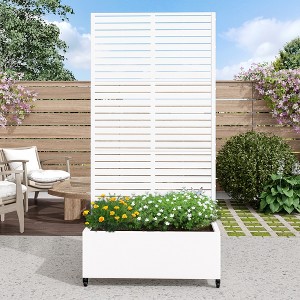 Spassway 72"H*35"W Metal Planter Box with Trellis Raised Garden Bed with Wheels Pot Planter for Climbing Plant Decorative Privacy Screen White - 1 of 4