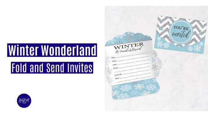 Big Dot of Happiness Winter Wonderland - Fill-In Cards - Snowflake Holiday Party and Winter Wedding Fold and Send Invitations - Set of 8, 2 of 10, play video