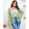Women's Plus Size Knit Open Front Cardigan Hollow Out Summer Cardigan - 4 of 4