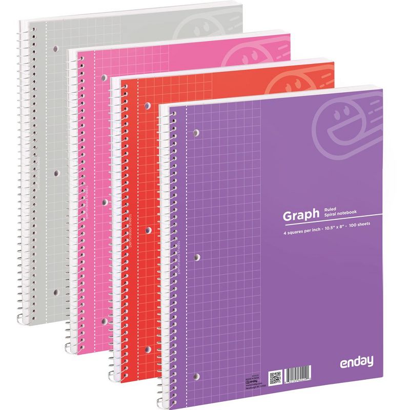 Enday Quad-Ruled Spiral Notebook 100 Sheets, 1 of 6