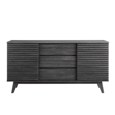 Charcoal 63" Mid-Century Modern Sideboard Buffet Table with Cabinet