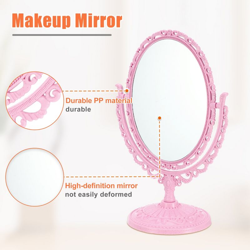 Unique Bargains Oval Shaped Double Sided 360° Rotating Makeup Mirror 1 Pc, 5 of 7