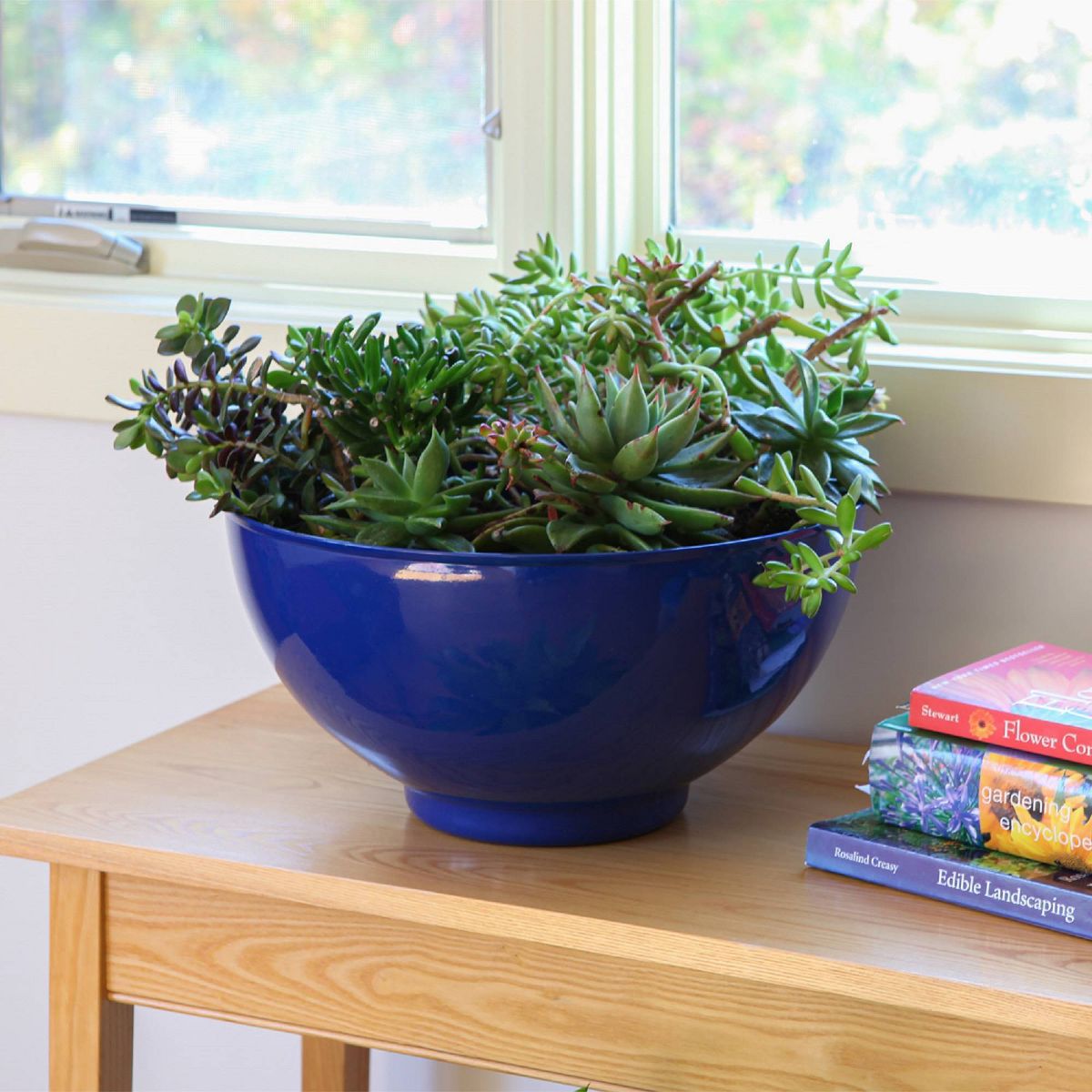 8" Planter French Blue Galvanized Steel - ACHLA Designs: Rust-Resistant, Weather-Resistant, Outdoor Tabletop Decor - thumbnail 4