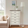 Jojoka Tall 5 Drawer Dresser, Vintage Wood Storage Chest for Bedroom, Kids Room, Closet, Hallway, with Framed Fronts and Metal Handles - 3 of 4