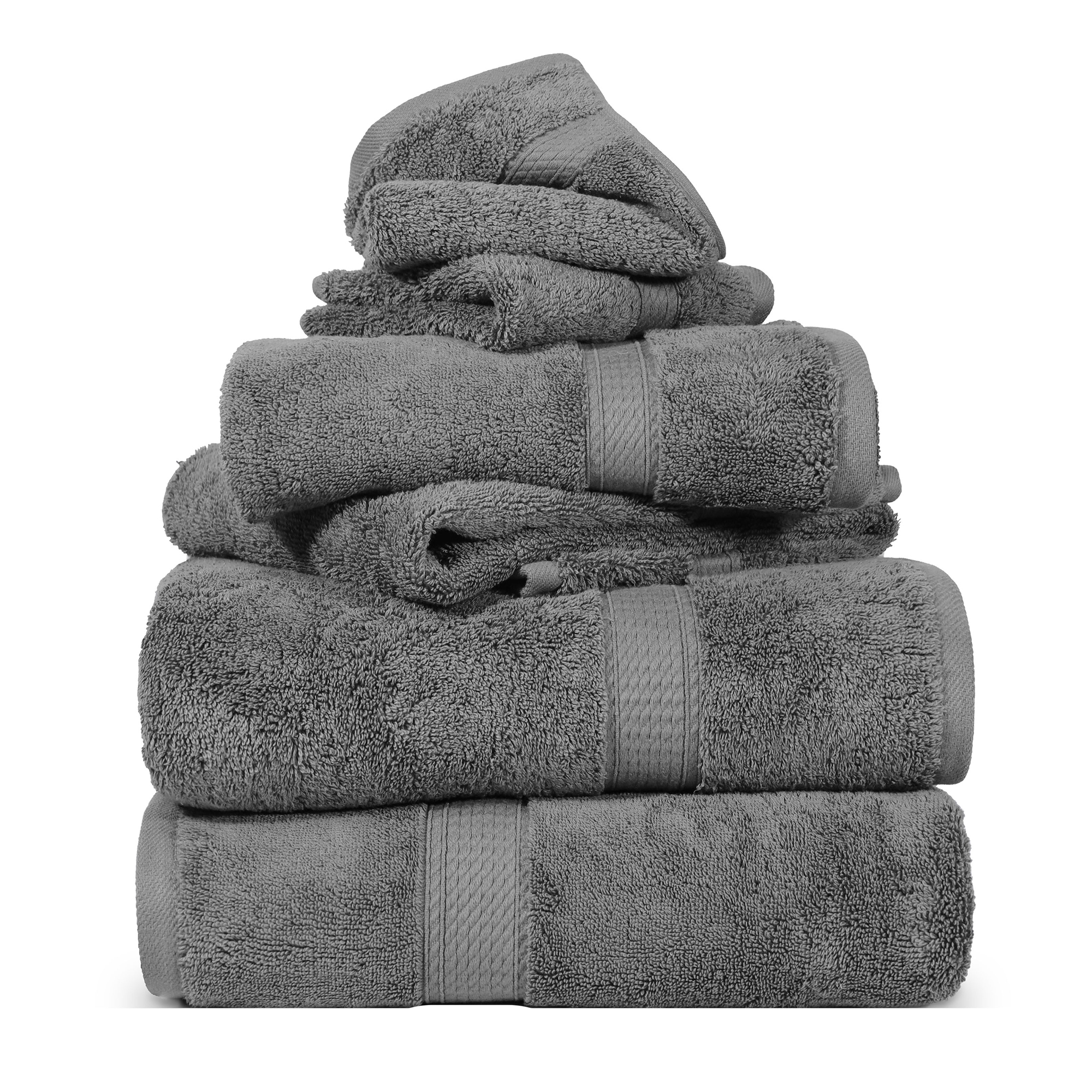 Egyptian Cotton Heavyweight Quick Dry Towel and Washcloth Set, Charcoal - Blue Nile Mills