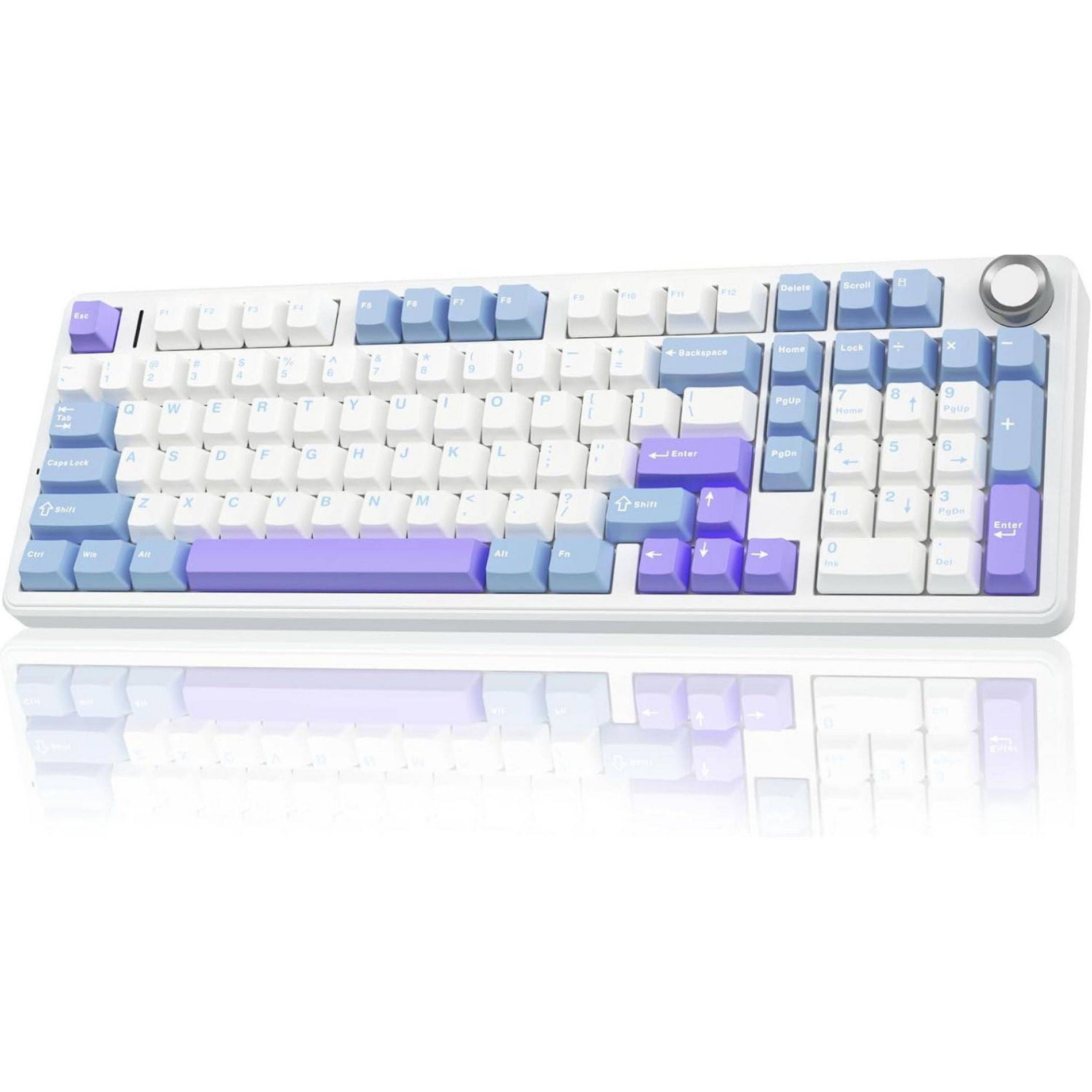 AULA F99 96% Layout Wireless Mechanical Gaming Keyboard, Hot Swappable Lubed Switches, TriMode, Backlit - Purple Blue