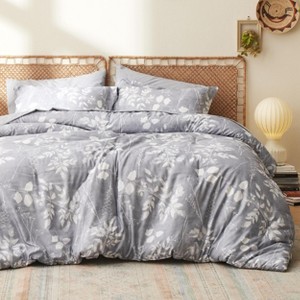 Cozy Comfort Beige Queen Comforter Set - 7 Pieces Floral Bedding Sets Queen Bed in a Bag with Botanical Flowers Comforter, Sheets, Pillowcases & Shams - 1 of 4