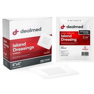 Dealmed Island Dressing, Sterile, Adhesive Borders with Non-Stick Pads, White (Pack of 1) - 1 of 4